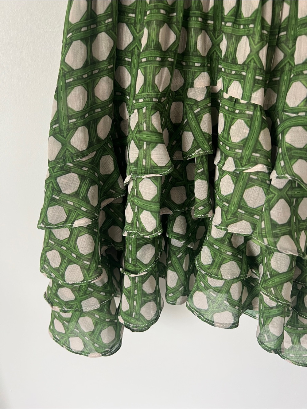 MISA Los Angeles Green Printed Short Sleeve Waist-Detail Dress - Picture 5 of 8